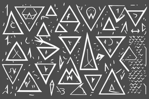 incorporate semicolon in an arrow and the 3 triangles, one solid, one broken and one without a base tattoo idea