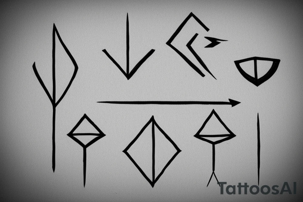 incorporate semicolon in an arrow and the 3 triangles, one solid, one broken and one without a base tattoo idea