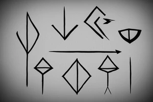 incorporate semicolon in an arrow and the 3 triangles, one solid, one broken and one without a base tattoo idea