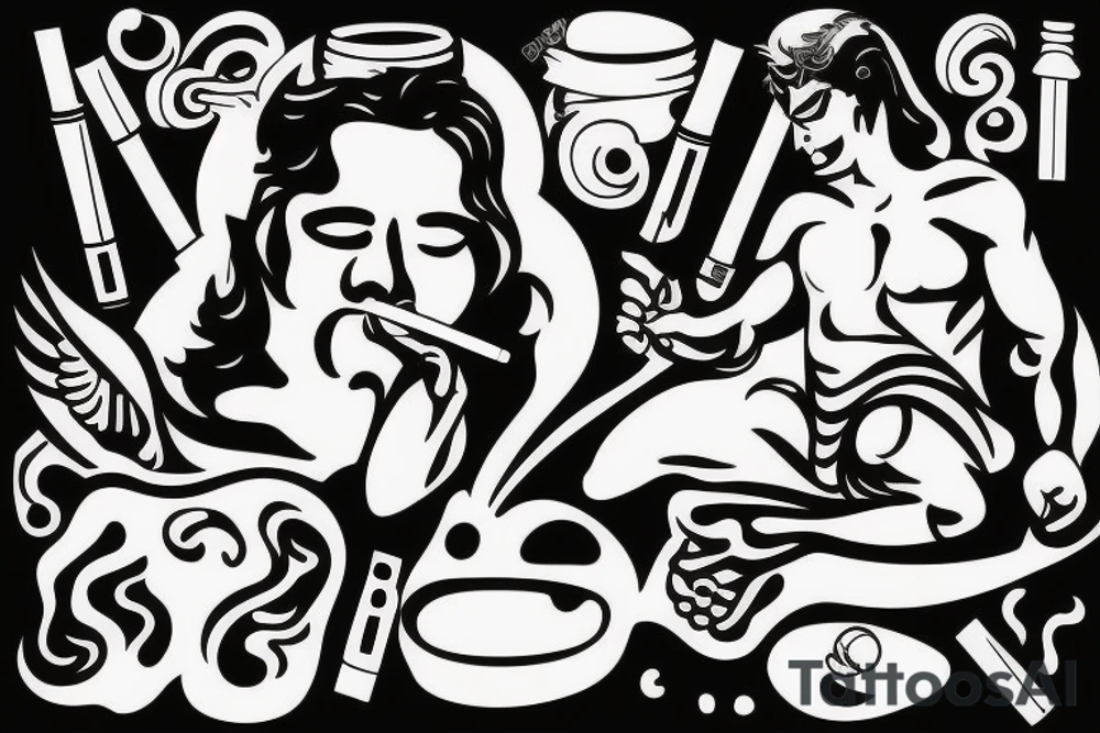 Greek god smoking a cigarette tattoo idea