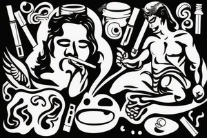 Greek god smoking a cigarette tattoo idea