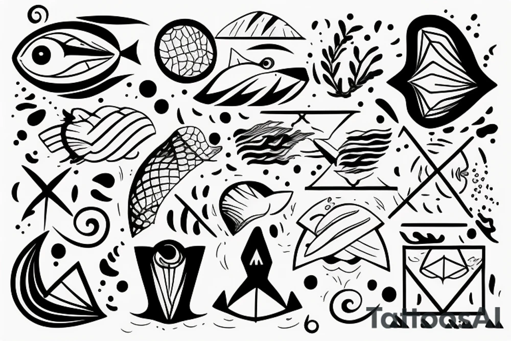 person swimming away from beach tattoo idea
