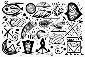 person swimming away from beach tattoo idea
