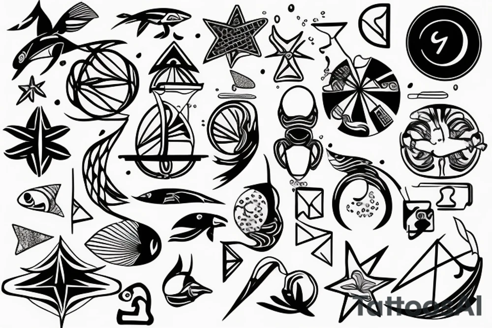 person swimming away from beach tattoo idea