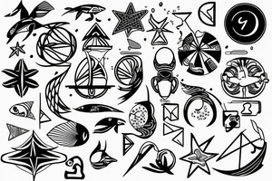 person swimming away from beach tattoo idea