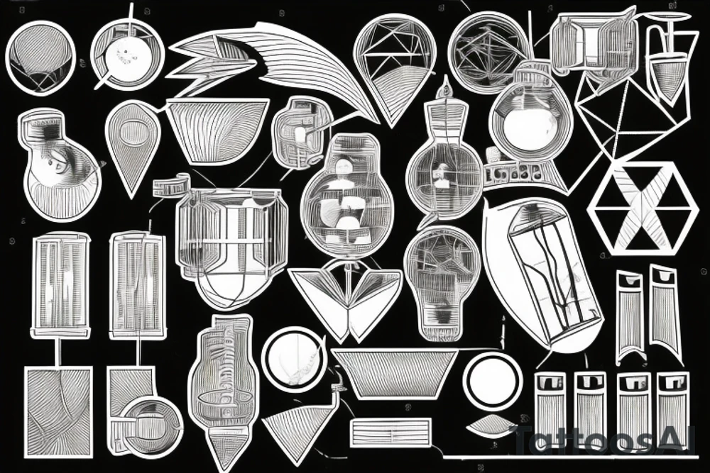 a victorian science diagram of a capacitor tattoo idea