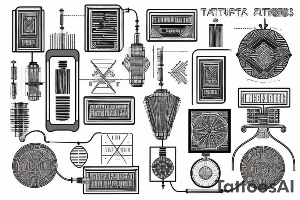 a victorian circuit diagram of a capacitor tattoo idea