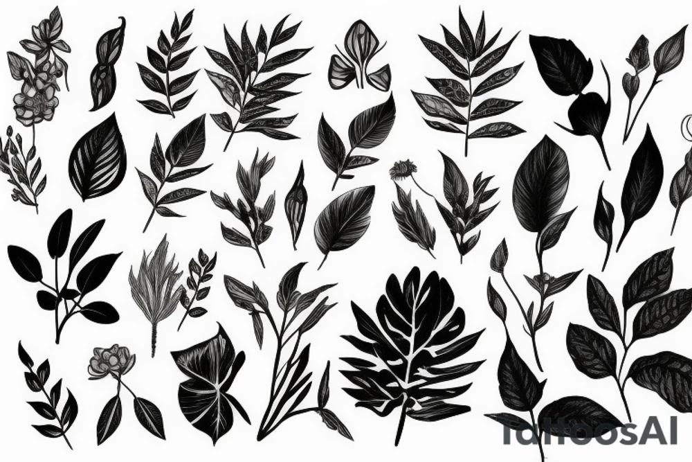 lots of plants tattoo idea