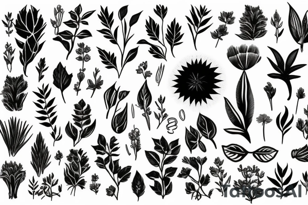 lots of plants tattoo idea