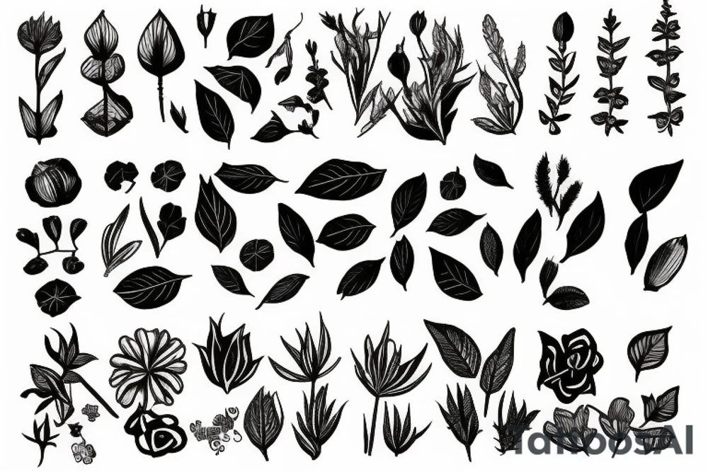 bontanist plant collection tattoo idea