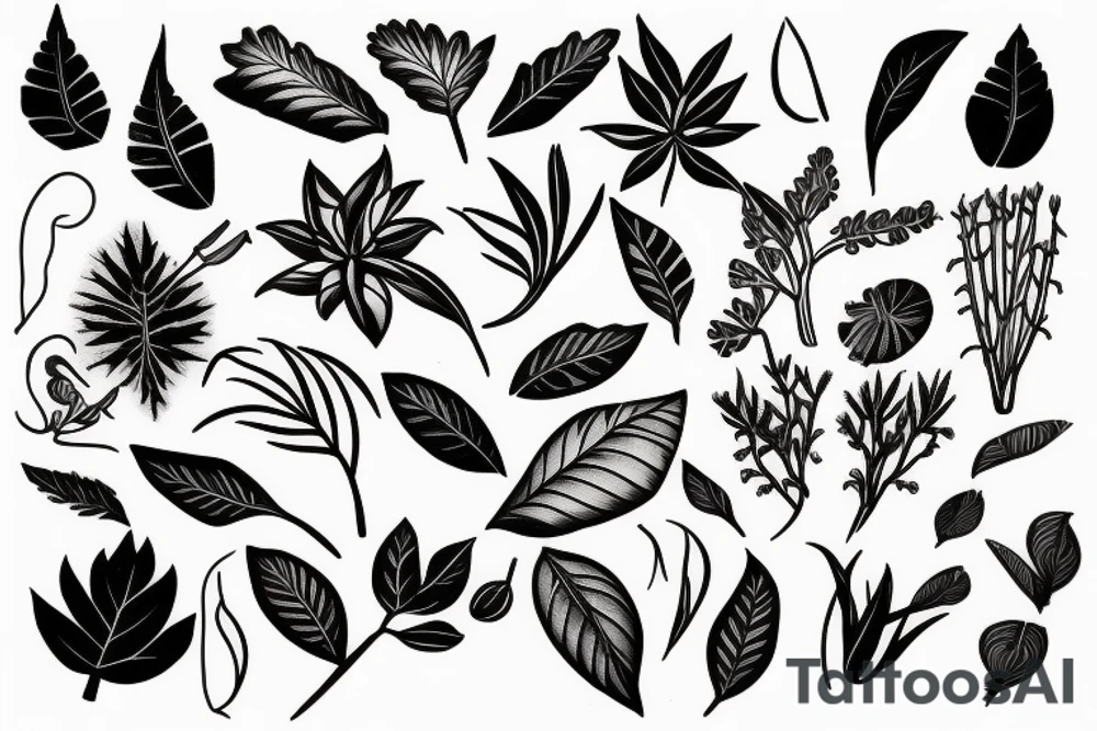 bontanist plant collection tattoo idea