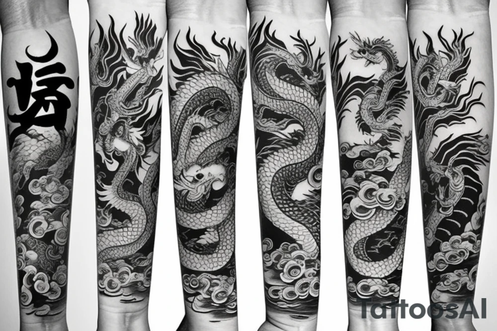 chinese dragon to wrap around wrist and forearm tattoo idea
