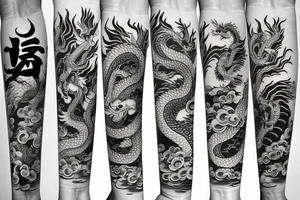 chinese dragon to wrap around wrist and forearm tattoo idea