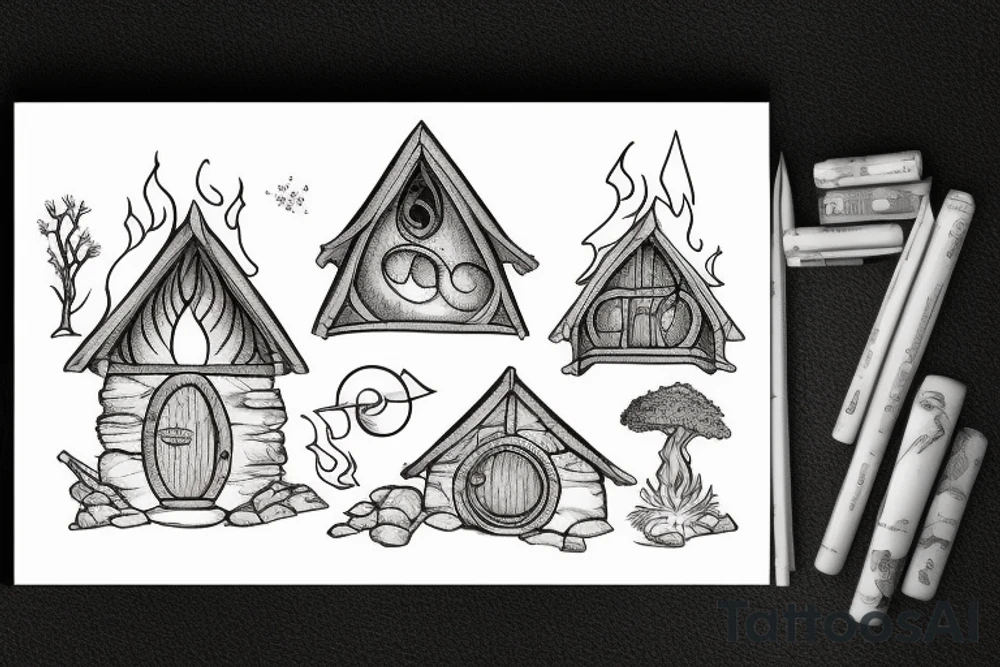 hobbit house with a fire tattoo idea