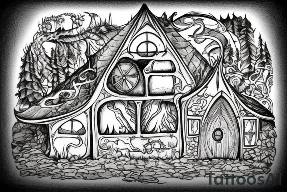 hobbit house with a fire tattoo idea