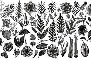 botanical sketchbook of plants tattoo idea