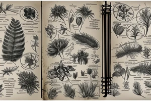 a victorian biology sketchbook with diagrams of plants that are annotated with their names tattoo idea