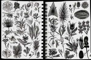 a victorian biology sketchbook with diagrams of plants that are annotated with their names tattoo idea