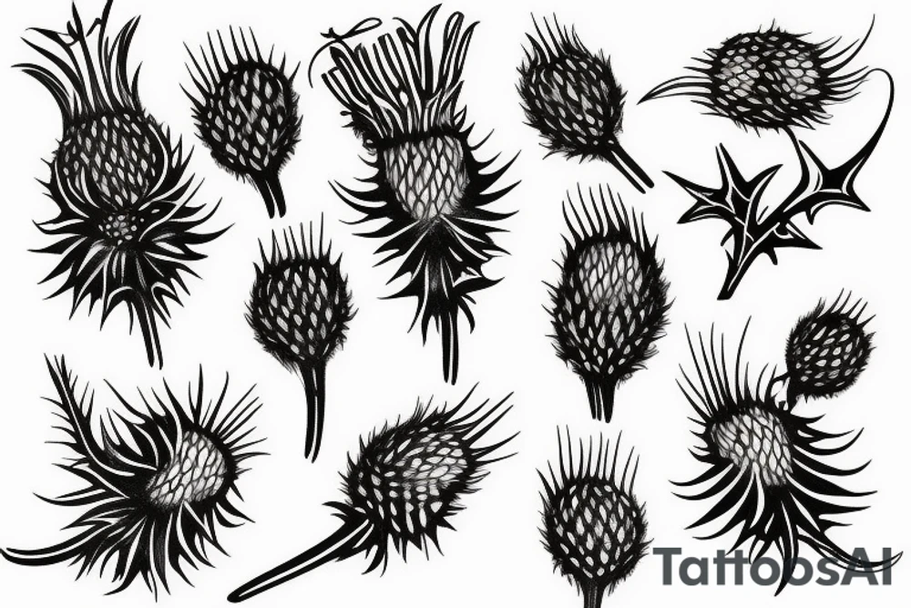 thin scottish thistle tattoo idea