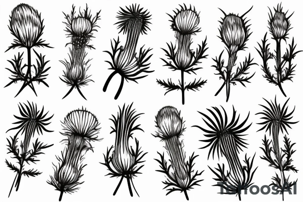 thin scottish thistle tattoo idea