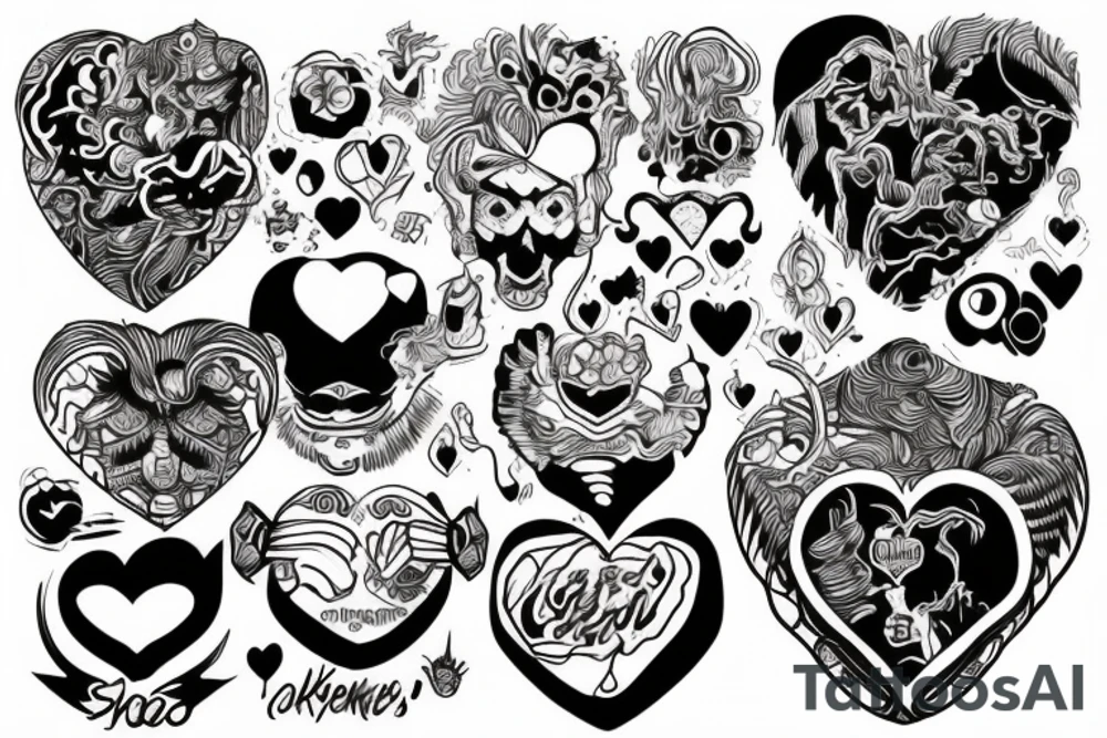 big heart with text "Takashi's Possession" tattoo idea
