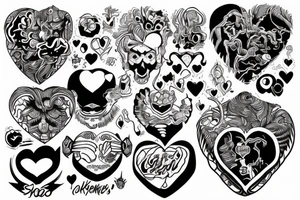 big heart with text "Takashi's Possession" tattoo idea