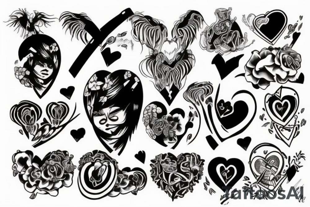 big heart with text "Takashi's Possession" tattoo idea