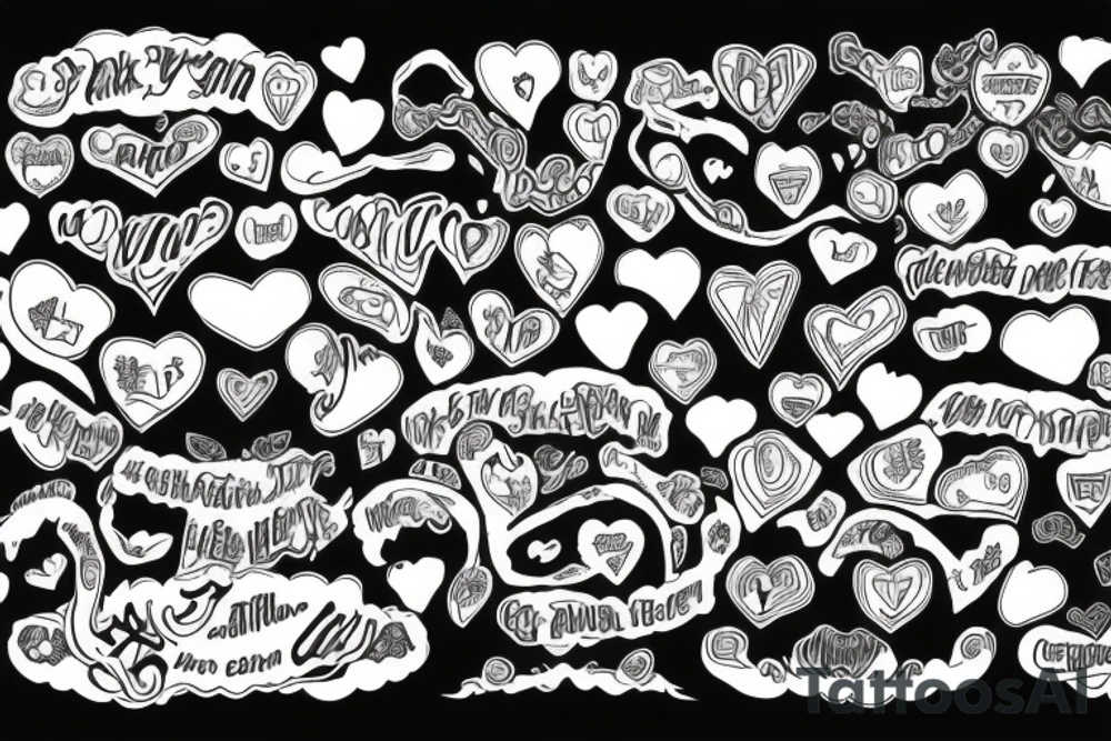 big heart with text "Takashi's Possession" tattoo idea