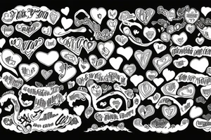 big heart with text "Takashi's Possession" tattoo idea