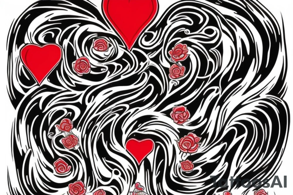 big red heart with text "Takashi's Possession" tattoo idea