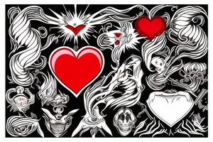 one point tattoo
big red heart with text "Takashi's Possession" tattoo idea