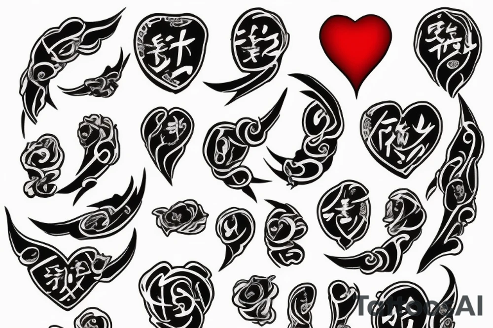 one point tattoo
big red heart with text "Takashi's Possession" tattoo idea
