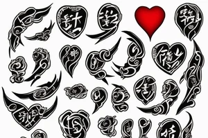 one point tattoo
big red heart with text "Takashi's Possession" tattoo idea