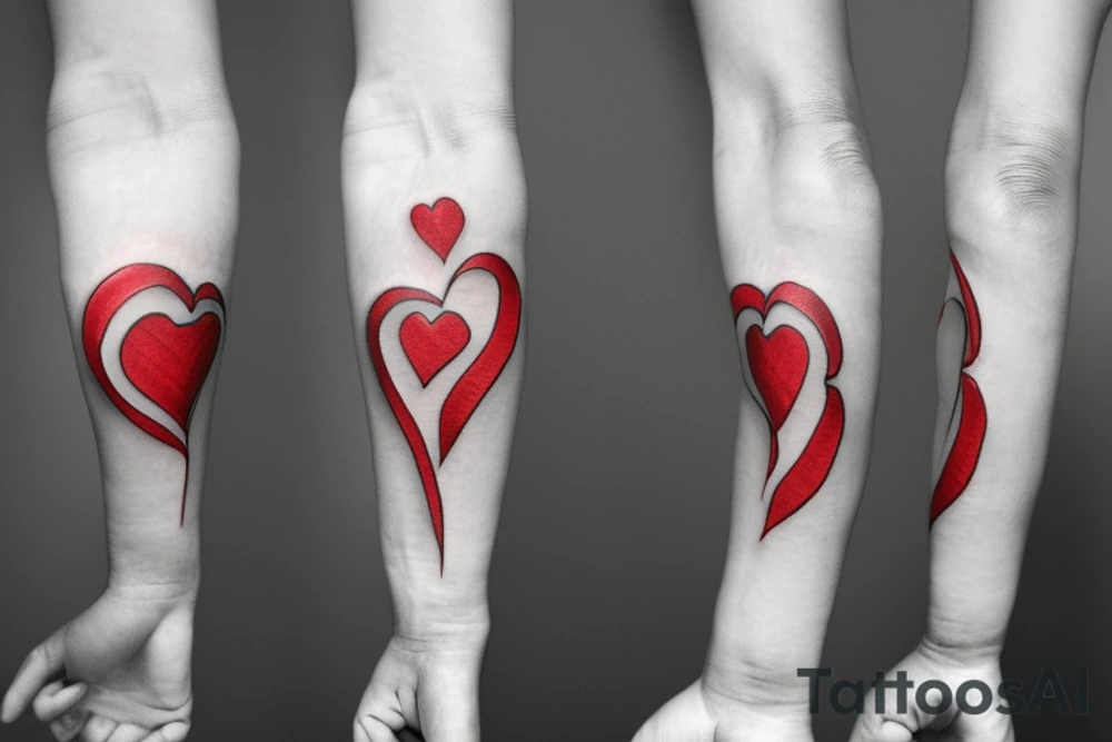 one point tattoo
big red heart with text which is "Takashi's Possession" tattoo idea