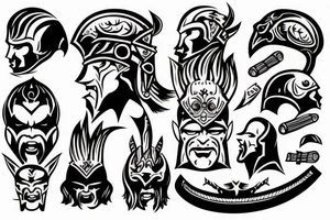 barbarian head with helmet tattoo idea