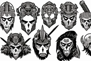 barbarian head with helmet tattoo idea