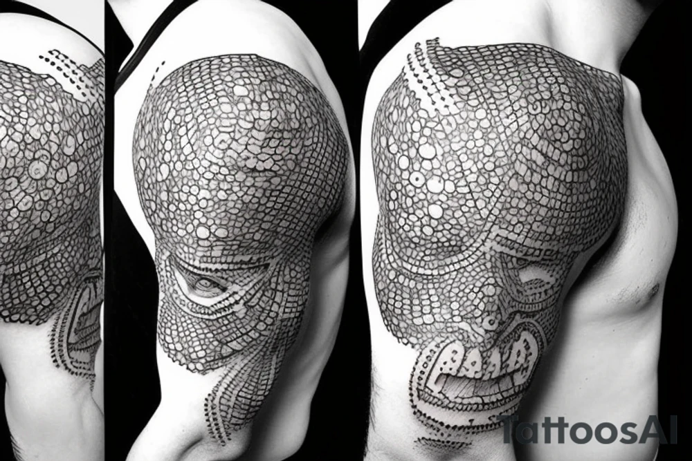 barbarian head with helmet tattoo idea