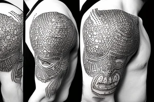 barbarian head with helmet tattoo idea