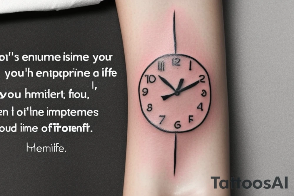 This short, inspirational phrase reminds you to enjoy life to the fullest and to be present in the here and now. It's a reminder that happiness and fulfillment are often found in life's small moments. This text is well-suited for a small tattoo on your arm and can serve as a constant reminder to appreciate life. Of course, it's important to take ample time to reflect on your choice and ensure that this text truly resonates with you. tattoo idea