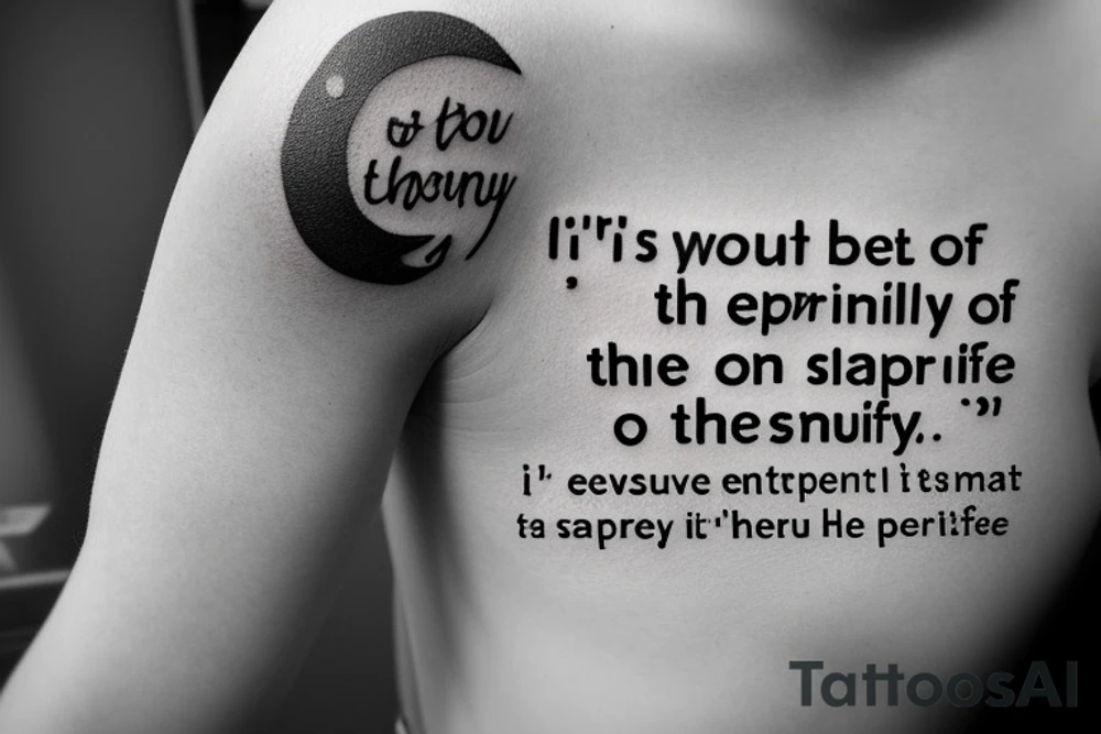 This short, inspirational phrase reminds you to enjoy life to the fullest and to be present in the here and now. It's a reminder that happiness and fulfillment are often found in life's small moments. This text is well-suited for a small tattoo on your arm and can serve as a constant reminder to appreciate life. Of course, it's important to take ample time to reflect on your choice and ensure that this text truly resonates with you. tattoo idea