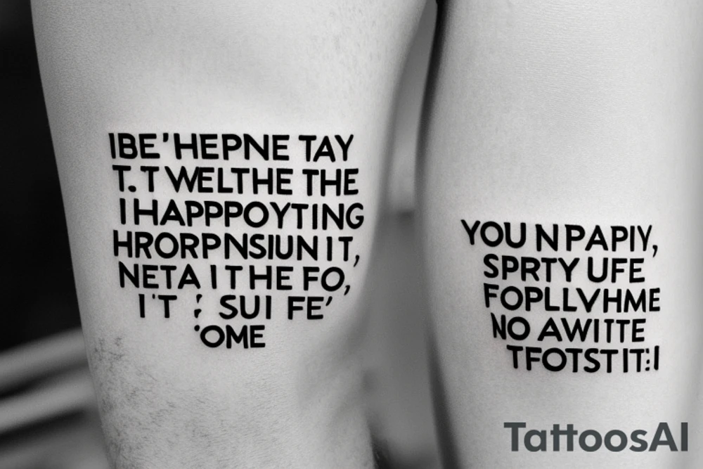 This short, inspirational phrase reminds you to enjoy life to the fullest and to be present in the here and now. It's a reminder that happiness and fulfillment are often found in life's small moments. This text is well-suited for a small tattoo on your arm and can serve as a constant reminder to appreciate life. Of course, it's important to take ample time to reflect on your choice and ensure that this text truly resonates with you. tattoo idea