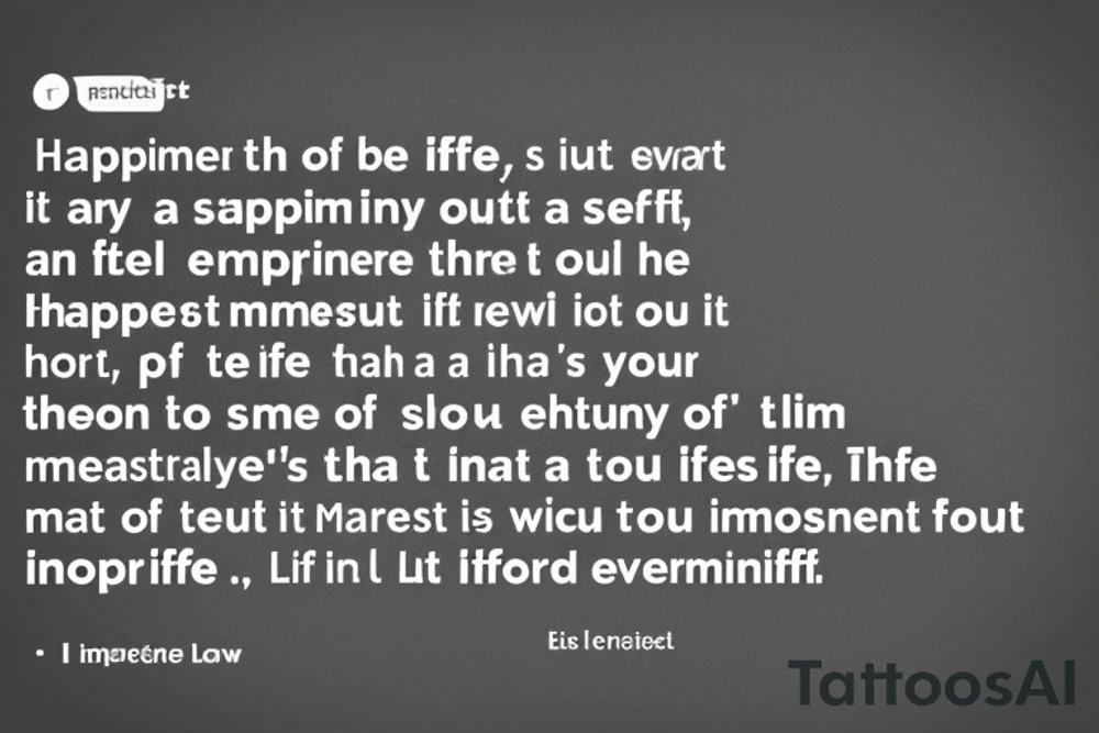 This short, inspirational phrase reminds you to enjoy life to the fullest and to be present in the here and now. It's a reminder that happiness and fulfillment are often found in life's small moments. This text is well-suited for a small tattoo on your arm and can serve as a constant reminder to appreciate life. Of course, it's important to take ample time to reflect on your choice and ensure that this text truly resonates with you. tattoo idea