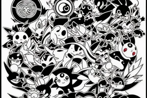 Japanese art mixed with pokemon tattoo idea