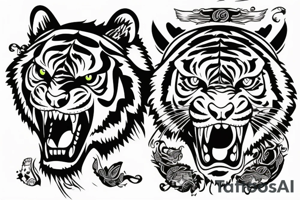 tiger head in old school style tattoo tattoo idea