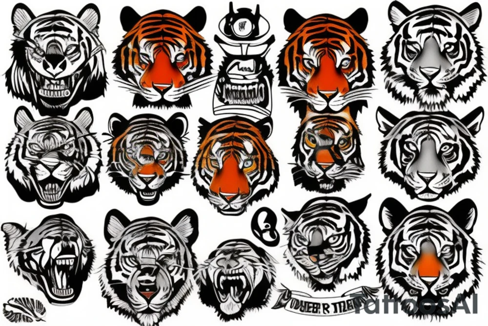 tiger head colorful tattoo idea