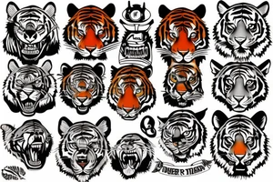 tiger head colorful tattoo idea