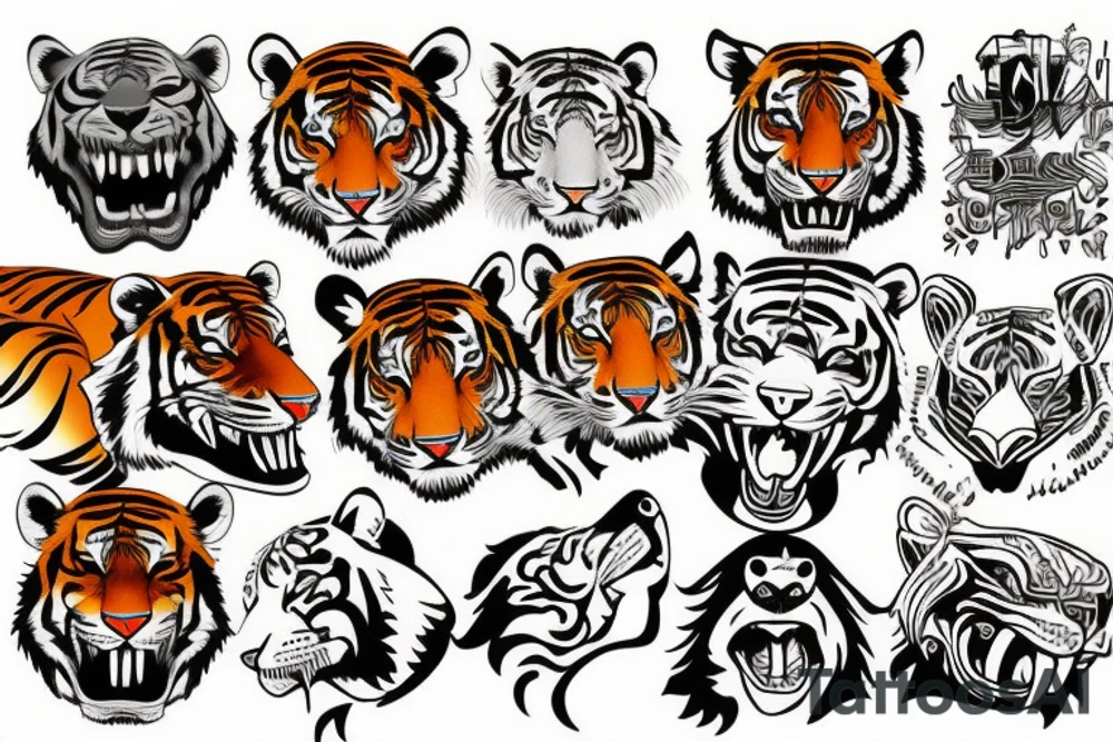 tiger head colorful tattoo idea