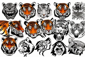 tiger head colorful tattoo idea