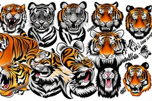 tiger head colorful tattoo idea