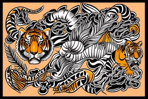 tiger head colorful tattoo idea